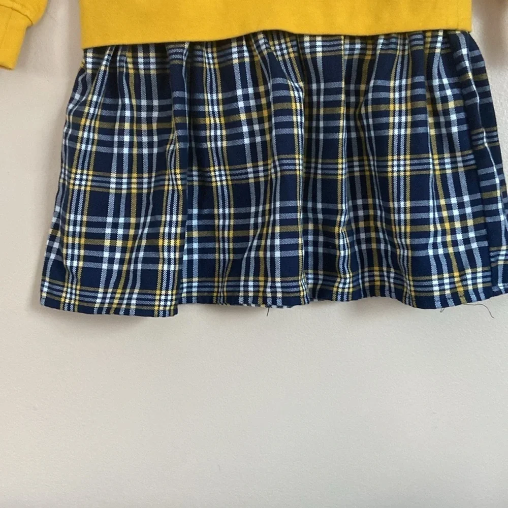 Nautica -Girls’ Sweatshirt Dress Yellow & Plaid, Long Sleeve, Preppy Style